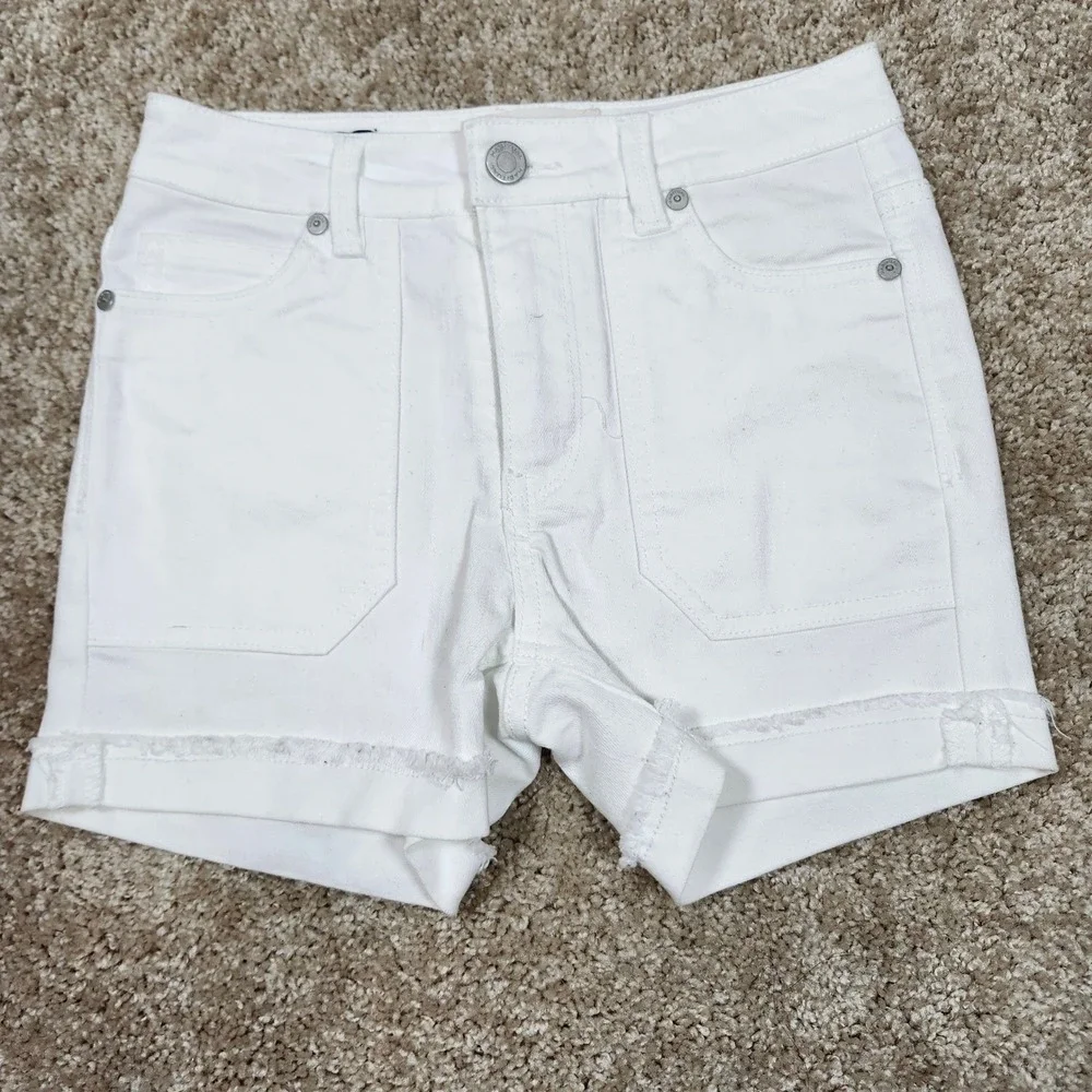 Habitual Girl White High Rise Ritual Short‎ Denim Frayed Hem Size 10 Kids